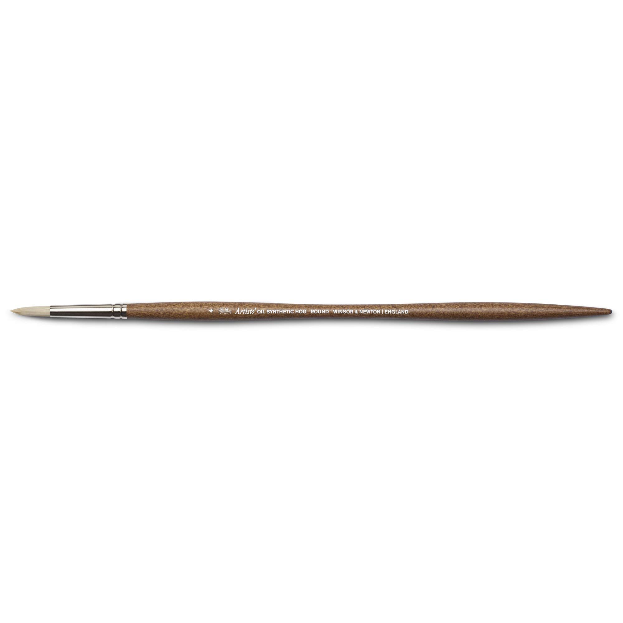 Winsor & Newton 5010504 Synthetic Artist Oil Brush with High Elasticity and Durability, Ergonomic Handle for Oil Paints and Alkyd Paints - Round Brush No. 4
