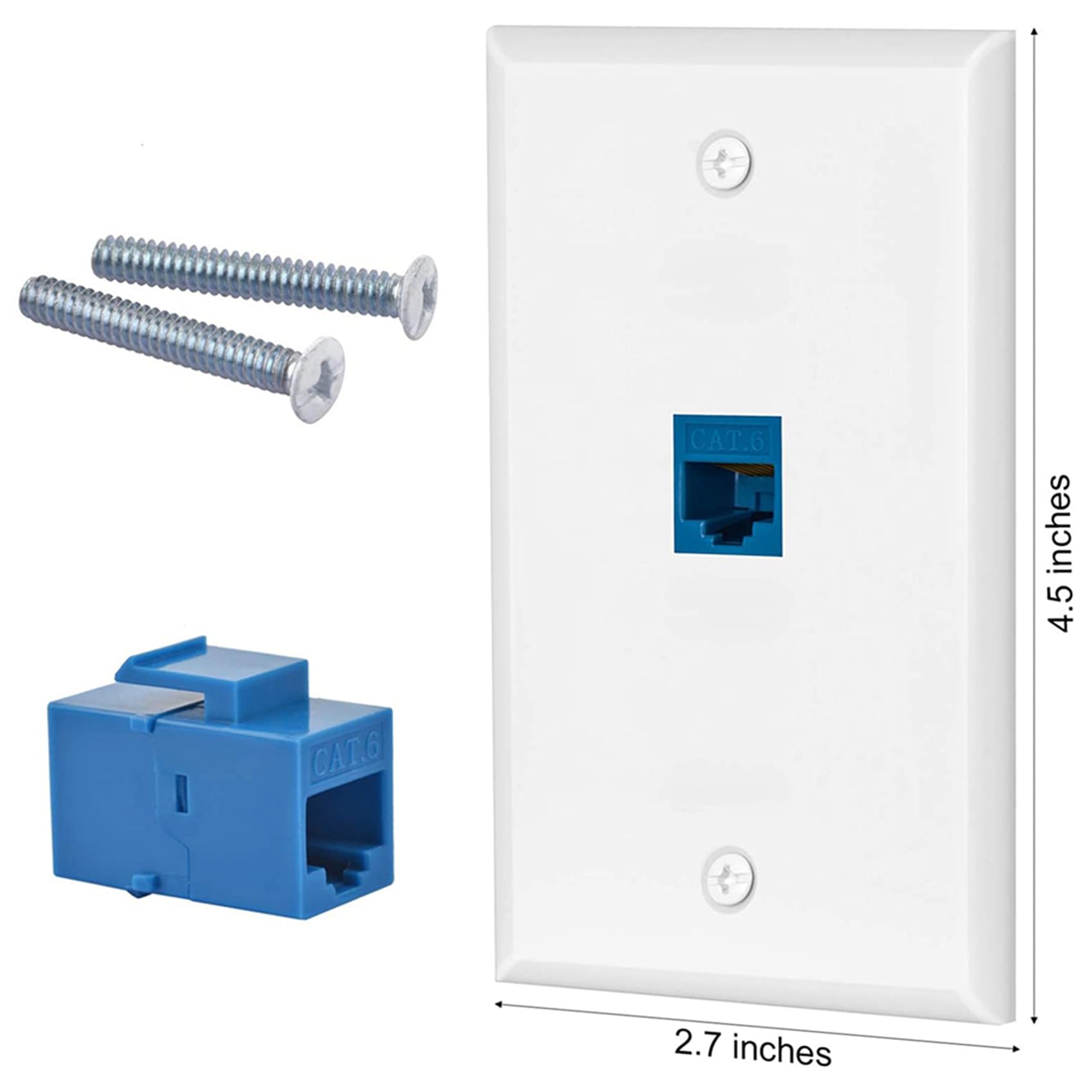 24X Cat6 Prise Murale Ethernet 1 Port RJ45 RéSeau à Coupleur Mural Plaque Jack Blanc et Bleu