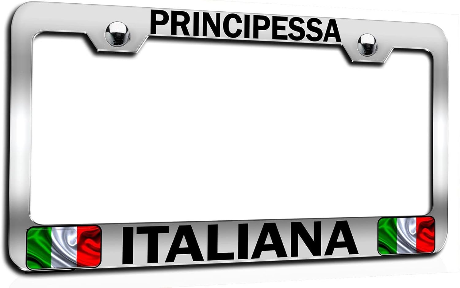 Makoroni - PRINCIPESSA Italiana Italian Italy Chrome Metal License Plate Frame Tag Holder, #c76