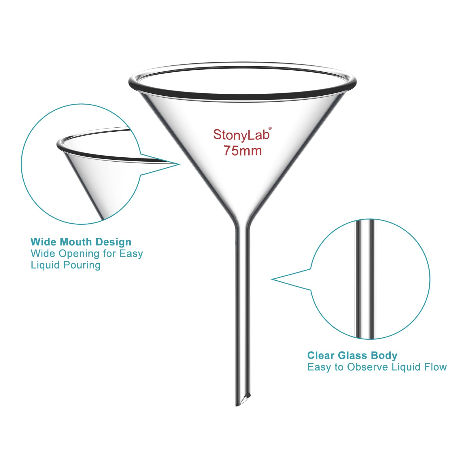 Borosilicate Glass Funnels - 2 Pack -4 Borosilicate Glass Funnels - 2 Pack -4