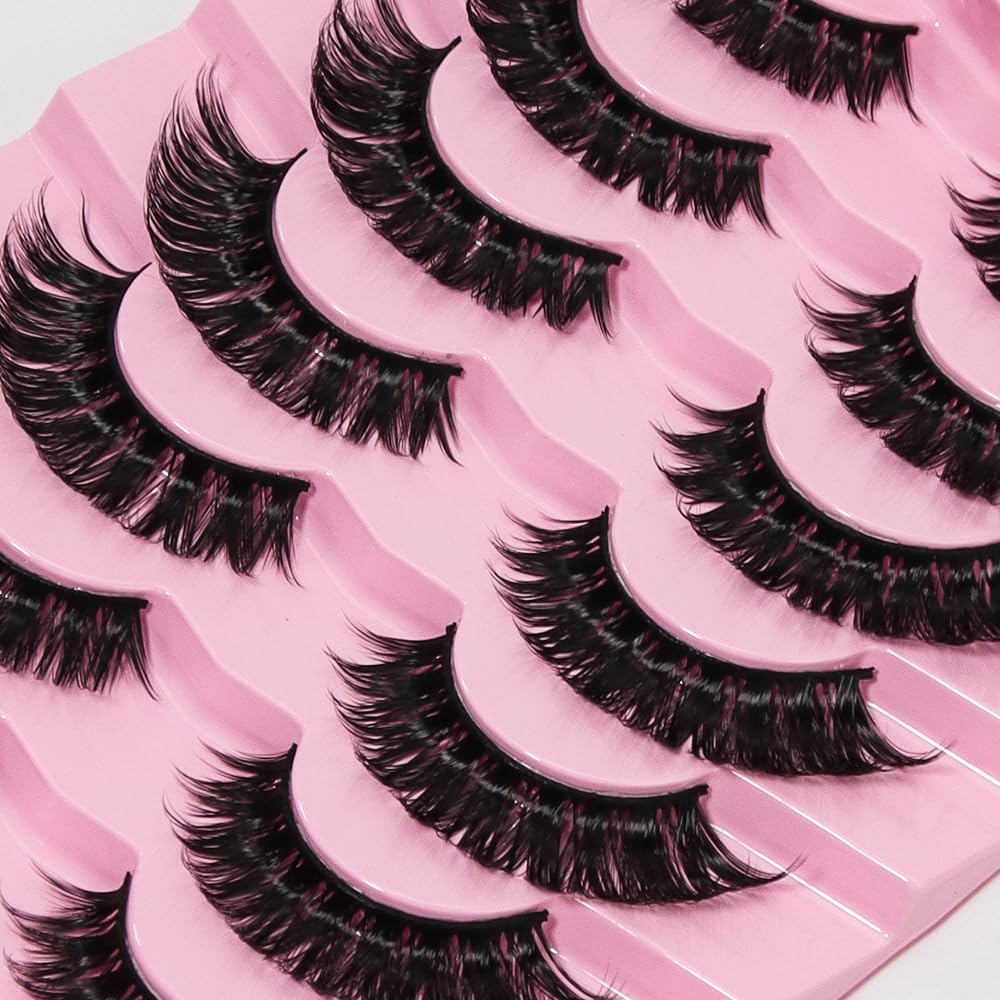 AKARA Ciglia Naturali 7 Paia 3D Ciglia Artificiali Russian Strip Finte Mink Lashes