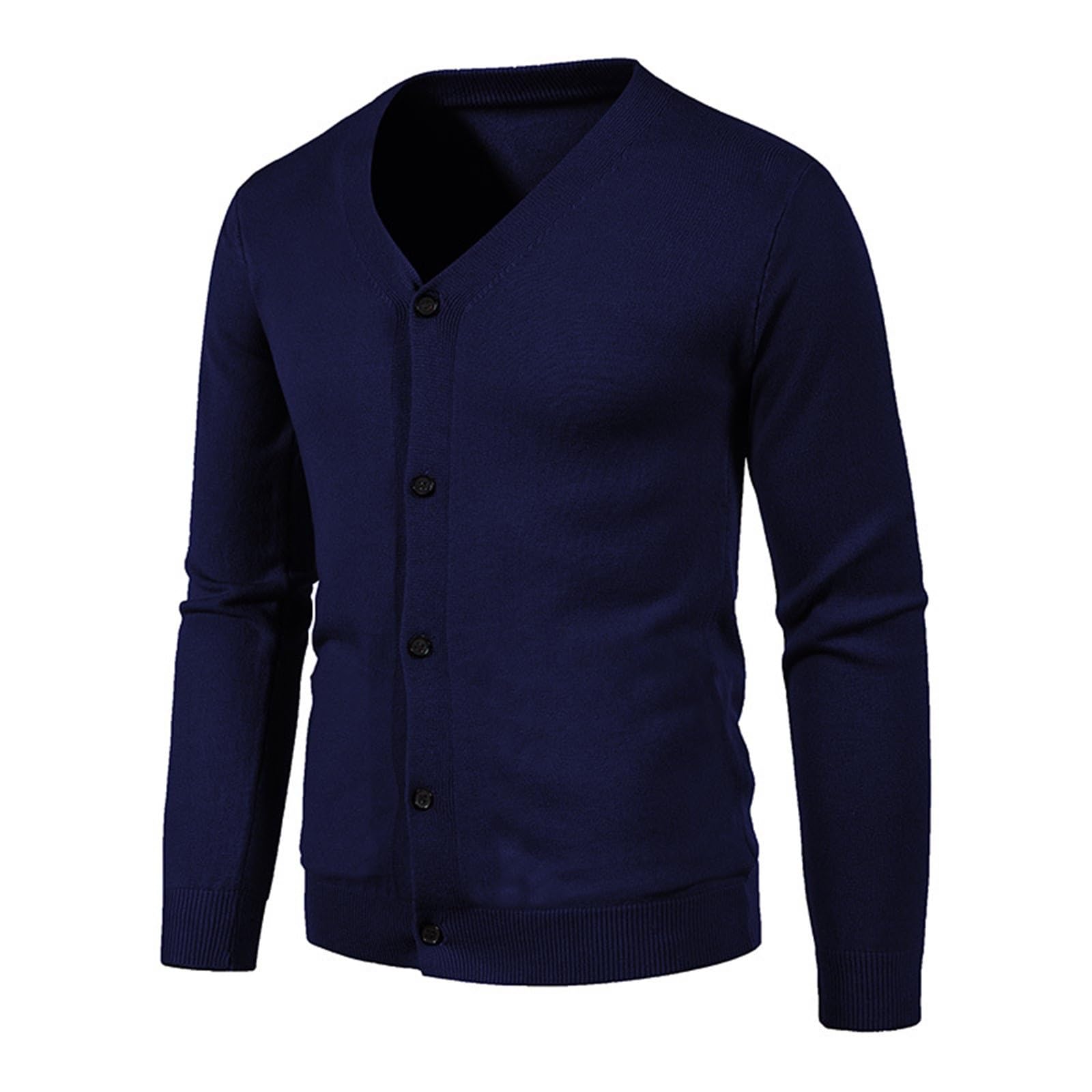 Men's Wool Blended Cardigan Sweaters Solid V Neck Slim Fit Warm Casual Button Down Knitwear with Ribbing Edge