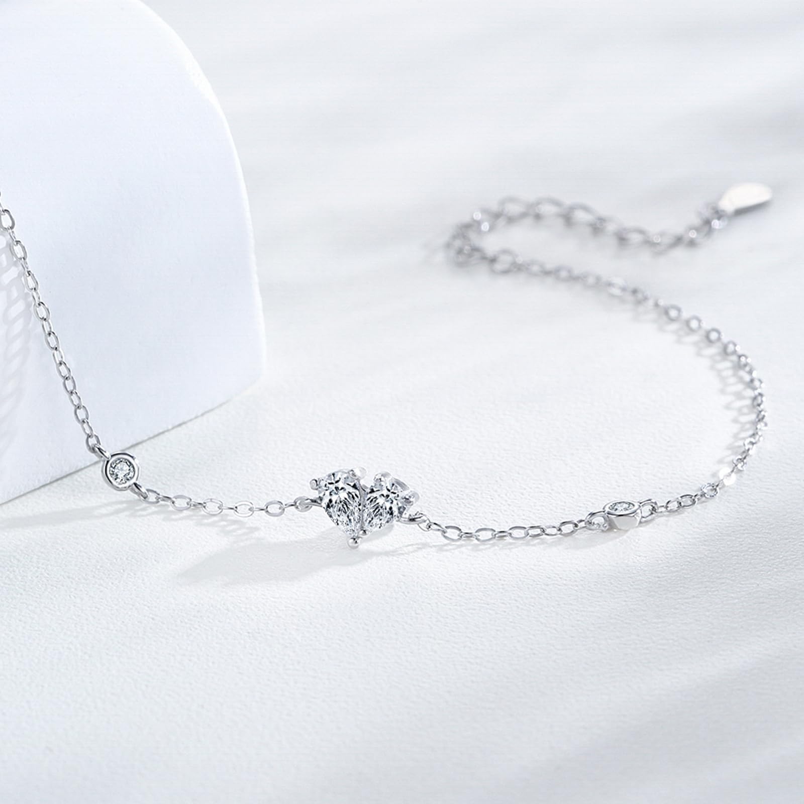 Pulseras para fiesta de boda, pulsera de corazón de diamante de laboratorio de 0,25 quilates para ella