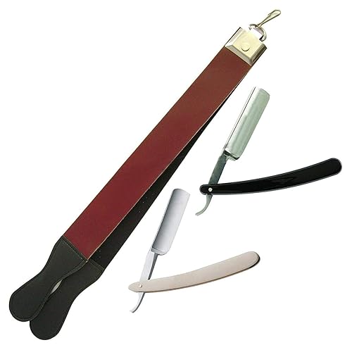 OdontoMed2011 Calidad profesional que afila Strop hecho de cuero real 14" largo con 2 maquinillas de afeitar recto ODM