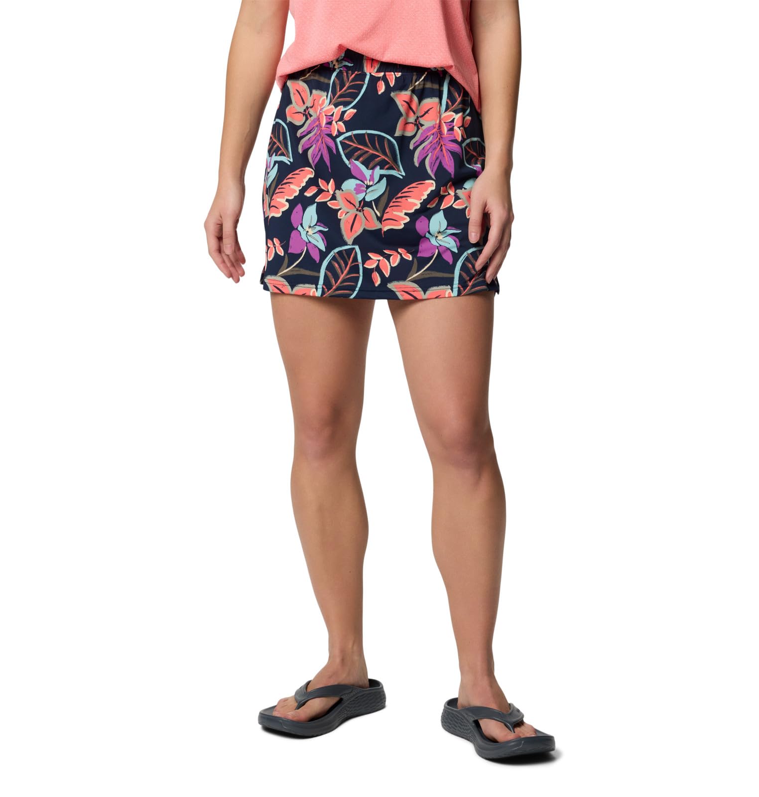 Columbia Women's Chill River Printed Skort, Hot Coral Pasteled, XL