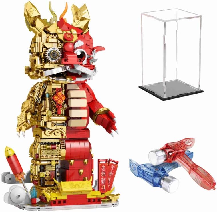 Mechanical Dragon Robot Building Set 1962 PCS, Red Block Kit with Display Case & Tools, STEM Toy Gift for Kids Ages 8-12, Holiday Birthday Gift Idea