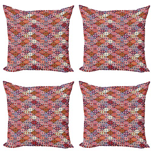 Ambesonne Colorful Decorative Throw Pillow Case Pack of 4, Various