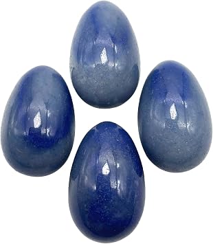 4Pcs Mini Stone Egg Shaped Figurine, Polished Easter Eggs Sphere Sculpture Crafts for Decoration Fengshui Healing Chakra Reiki, Blue Aventurine