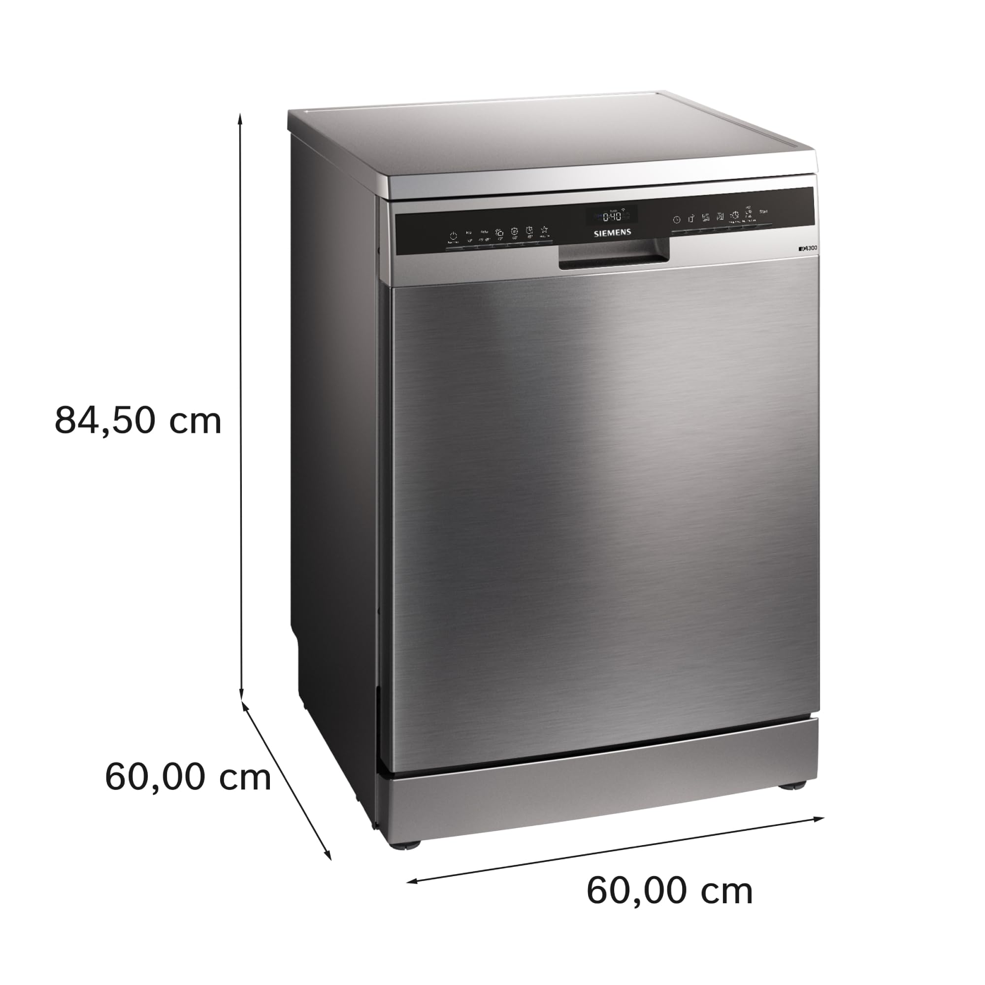 Siemens - Lavavajillas de libre instalación, iQ300, 60 cm, Home Connect, varioSpeed+, autoOpen dry, Acero antihuellas, SN23EI03ME