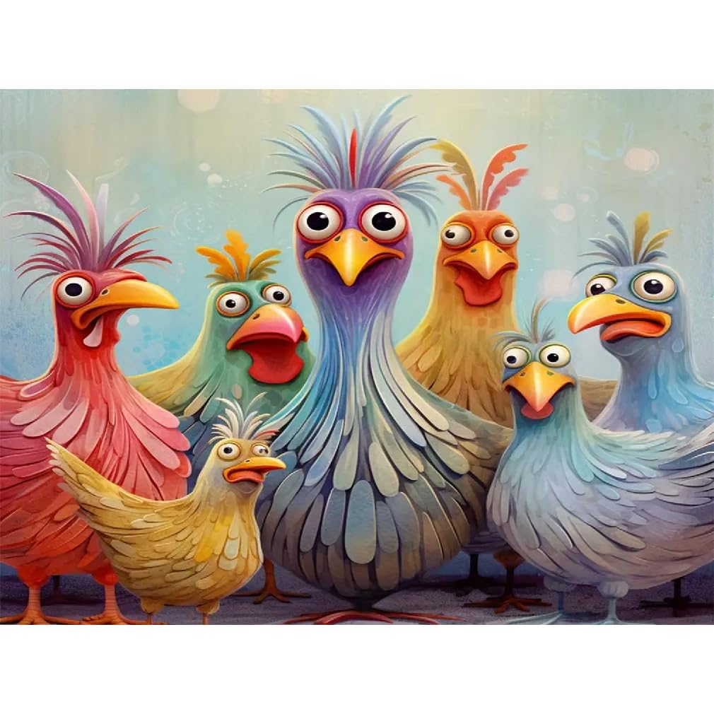 BOHADIY Chicken Diamond Painting Kit - Full Round Drill DIY Art For Adults & Beginners (12x16 Inch)