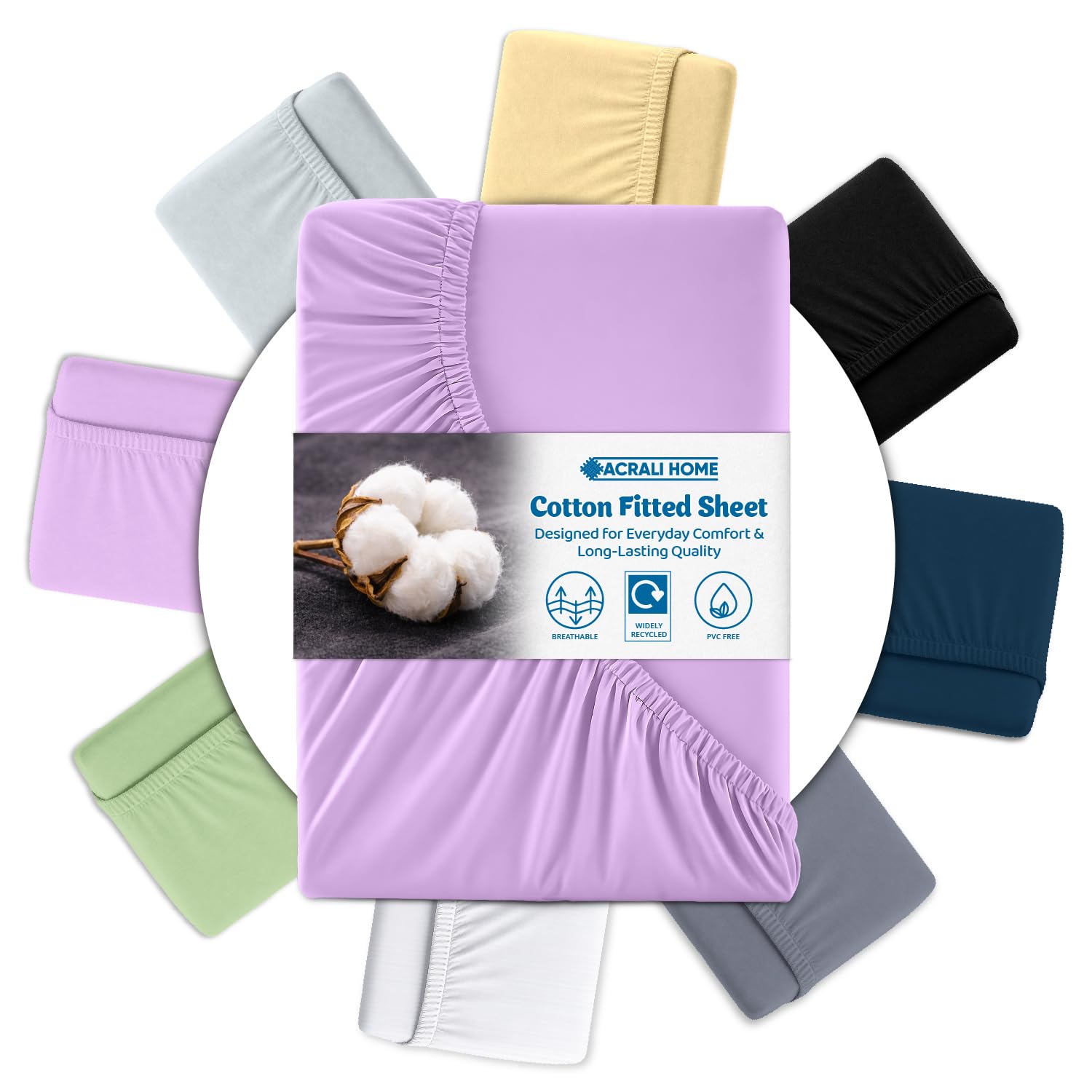Acrali Home Pink Egyptian Cotton Double Fitted Sheet 137x190 cm - 200 Thread Count, Deep Pocket - Ultra Soft Hotel Quality, Breathable & Hypoallergenic Bottom Bed Sheet โ image 1