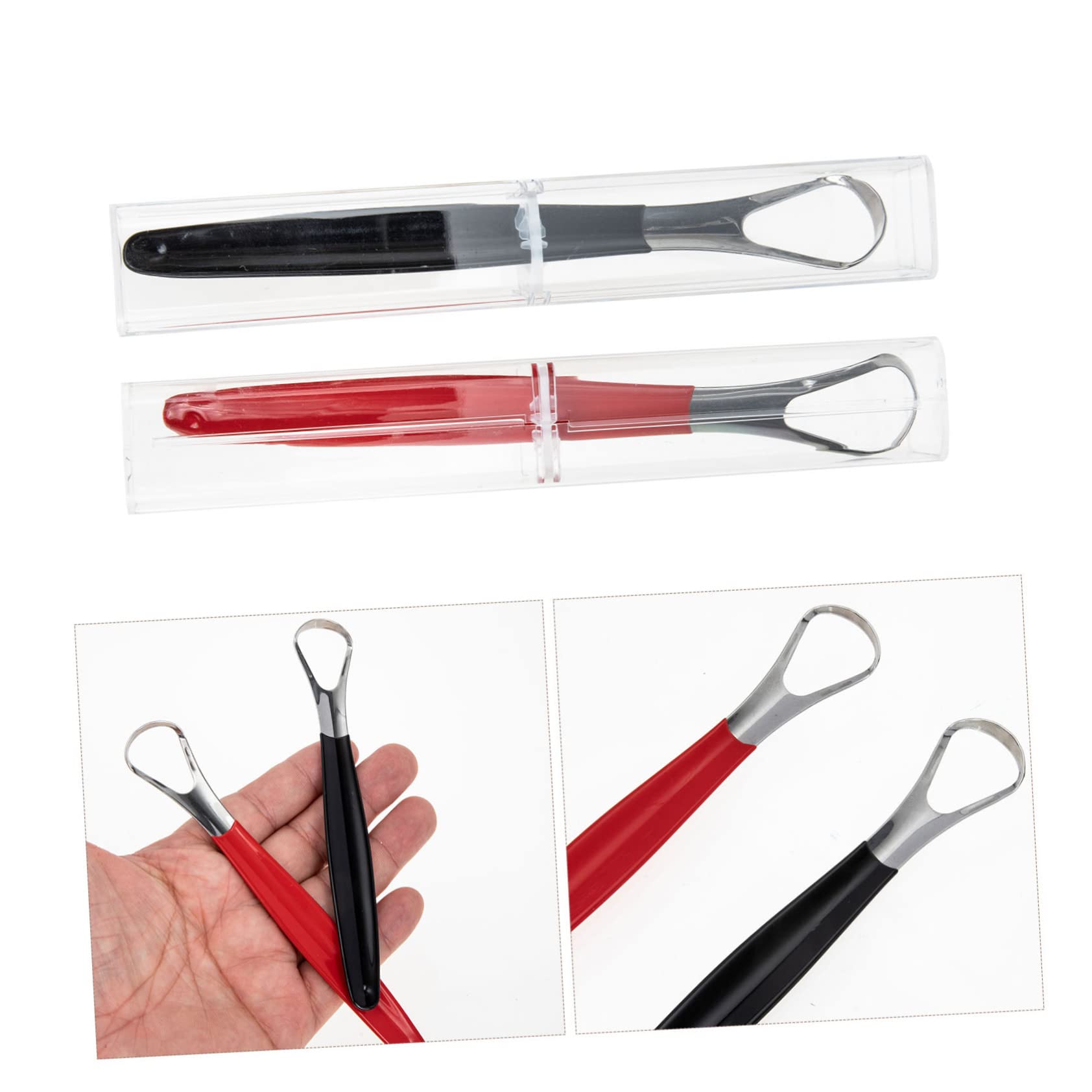 VALICLUD 4 Set Pulisci-lingua Detergenti Orale Scrubber Impasto Raschiatore Respiro Raschietto Strumenti Per La Pulizia Della Lingua Pulisci Lingua in Acciaio Inossidabile Pp 2 Pezzi * 4
