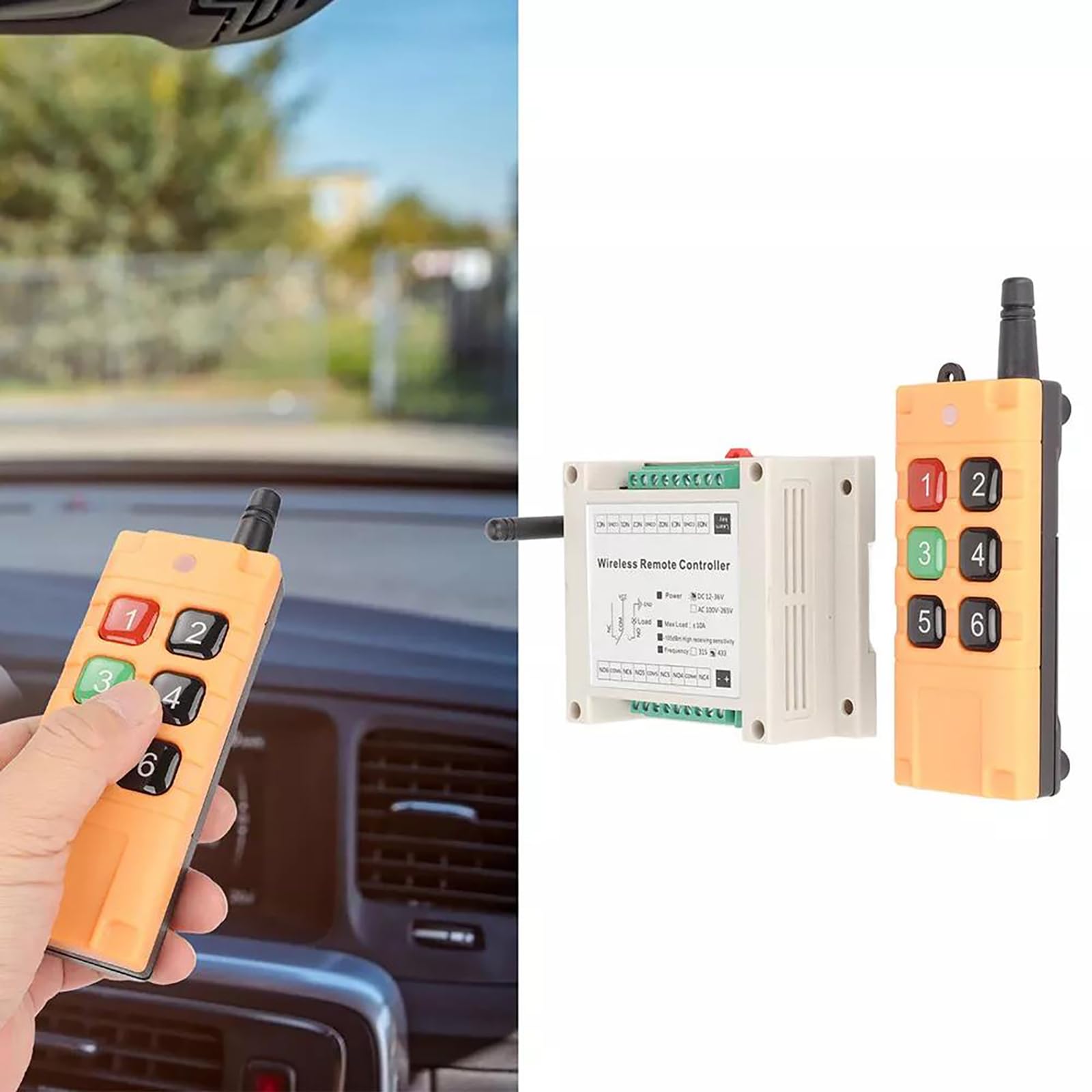 Wireless Remote Switch+Remote Control, Dc12v-36v 6CH Relay Receiver, Big Terminal Easy Wiring