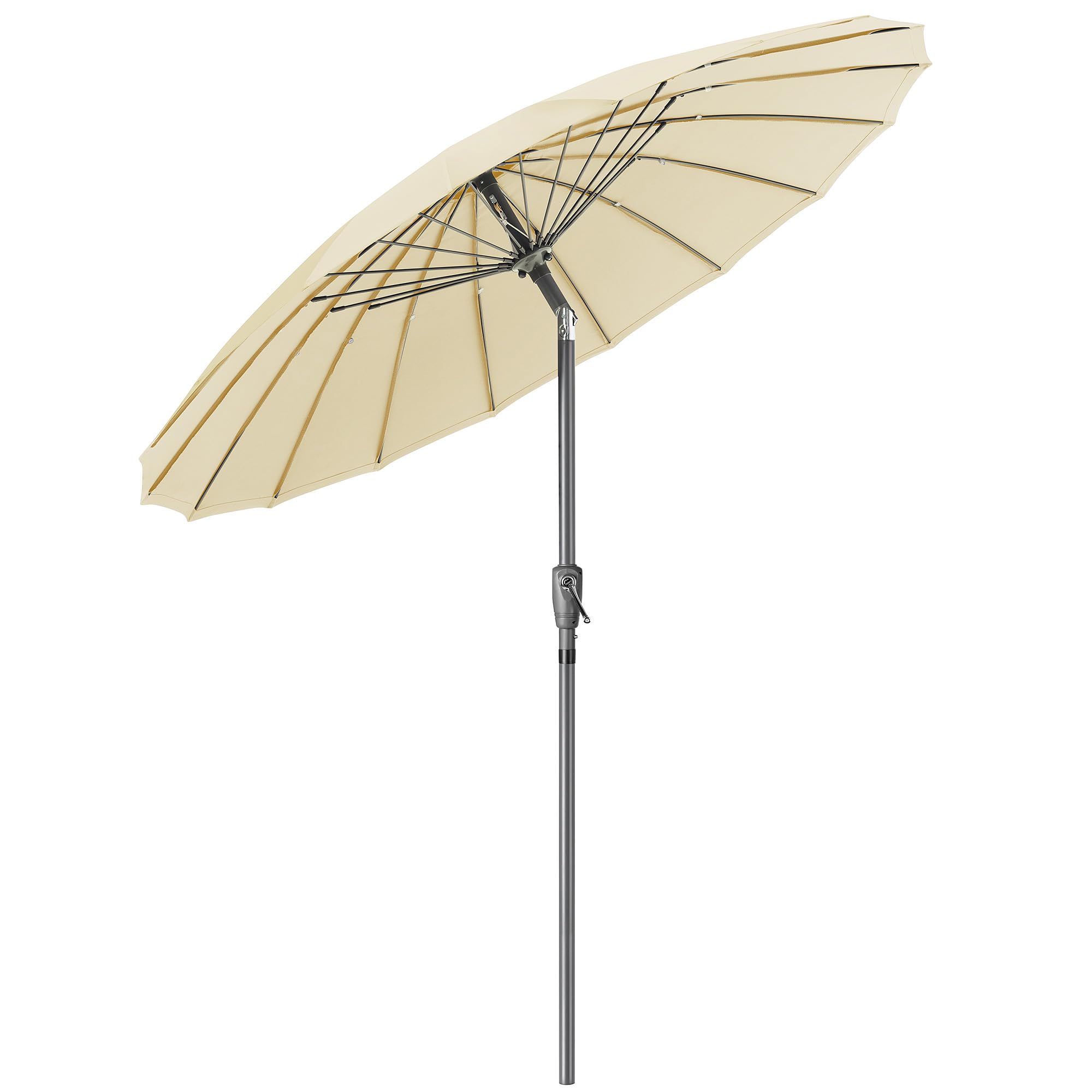 Christow Cream Shanghai Parasol Garden Umbrella Adjustable Tilting Sun Shade With Uv Protection And Crank 2M (Cream)