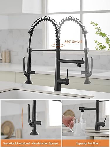 Miniatura 6 de Matte Black Kitchen Faucet with Sprayer - AIMADI Commercial Single Handle One Hole Pull Down Sprayer Kitchen Faucets