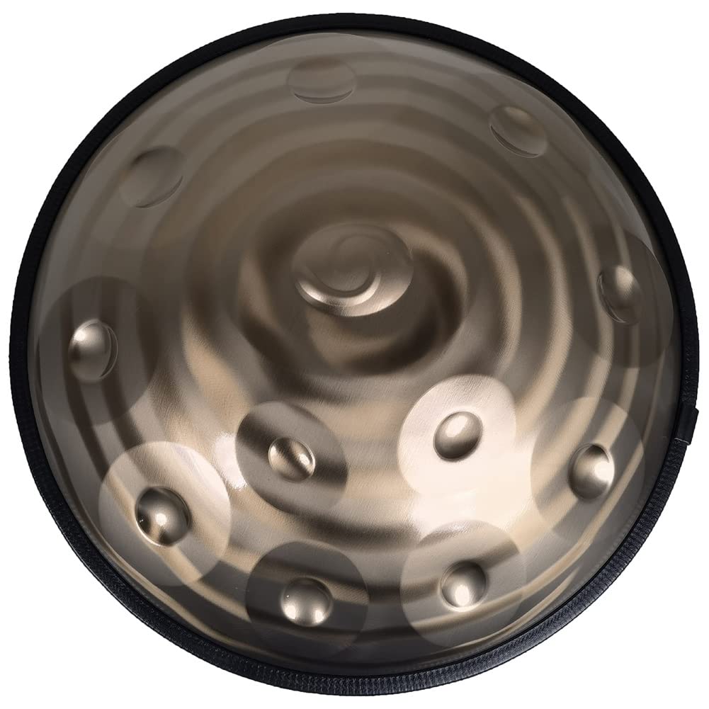 22" D Minor Handpan Drum, stalowy bęben ręczny z miękkim pokrowcem Handpan, 2 młotki Handpan, stojak Handpan i ściereczka bezpyłowa, nić (,12 nut)