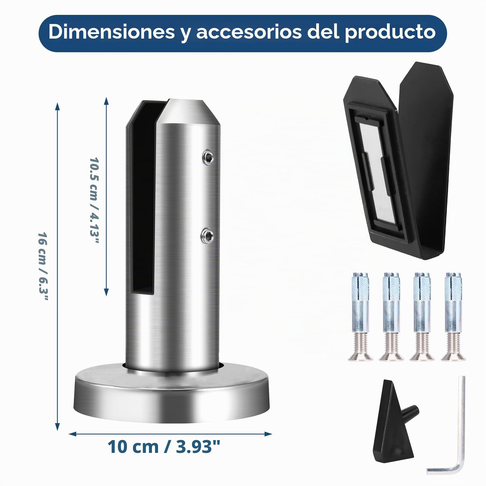 Abrazadera de cristal, 304 para piscina abrazadera de cristal inoxidable abrazadera para valla cristal de 8 a 12 mm suelo de valla de cristal para casa escaleras baño balcón 3,9 x 3,9 x 6,7 pulgadas