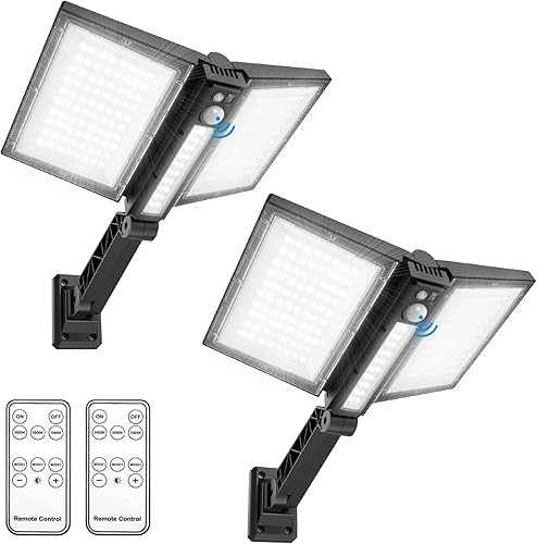 Miniatura 1 de Farolas solares para exteriores, impermeables, con energía solar, luz de seguridad con sensor de movimiento y control remoto, iluminación exterior