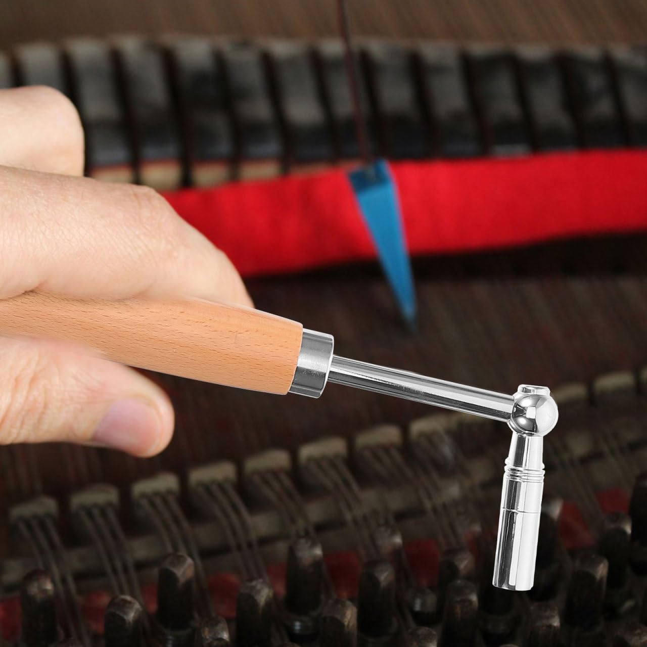 Toyvian Clé À Piano Professionnelle En Acier Avec Manche En Bois Outil D'Accordage Portable Pour RéGlage PréCis De Tonalité Accessoire Fiable Pour Instrument De Musique 12.40X2.95X1.30 Pouces