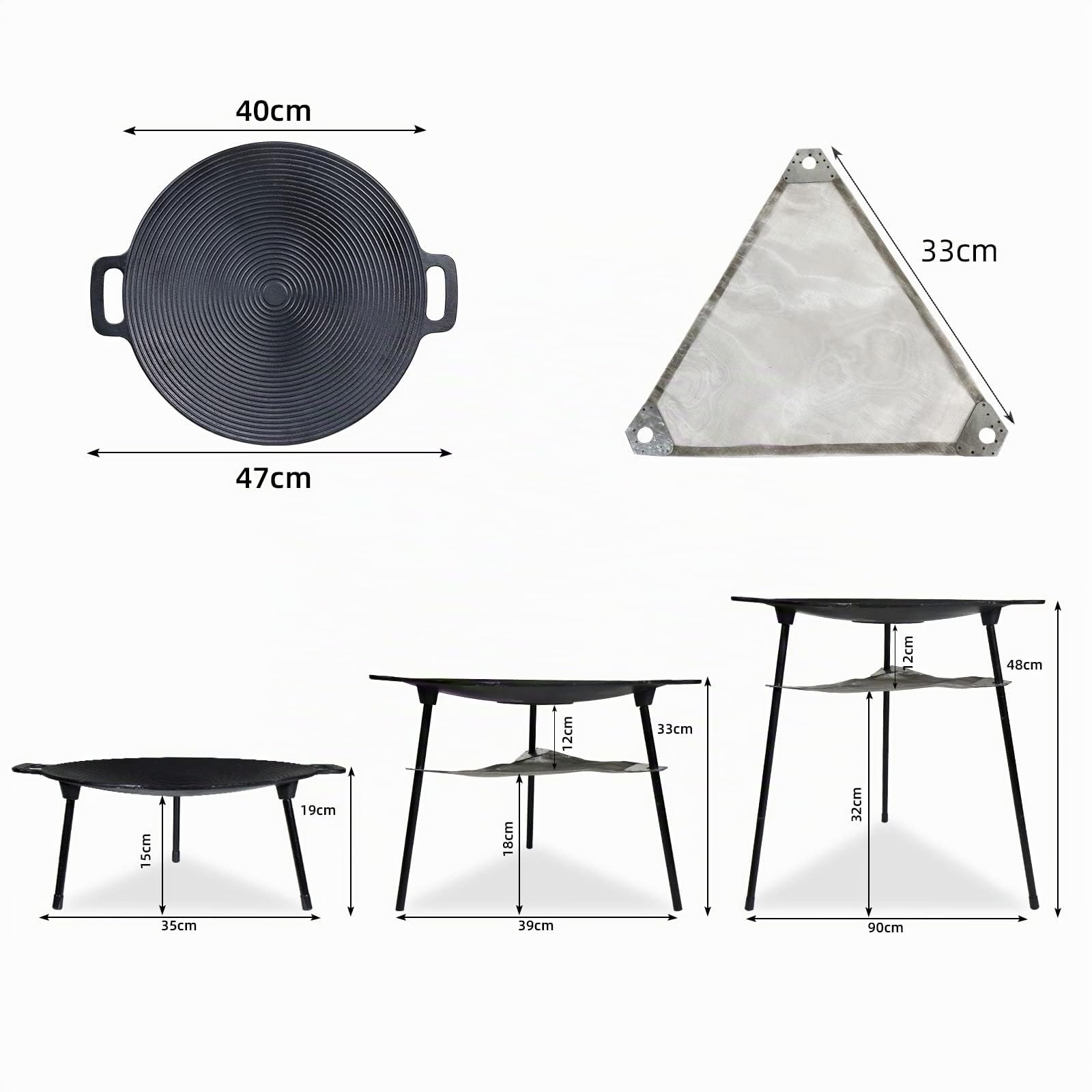CCLIFE Grillpfanne Gusseisen 40 cm, Rund, Antihaft, Doppelgriffe | Exzellente Wärmespeicherung; Für K-BBQ, Fisch & Gemüse; 4mm Gusseisen; Leicht reinigen; Für Gas-/Holzkohlegrill.