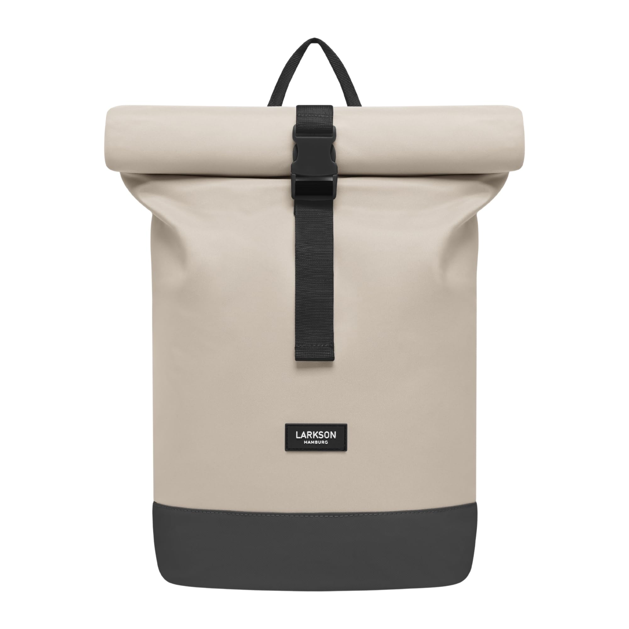 LARKSON Sac à Dos Femmes & Hommes Beige Gris - Janne Small - Petit Sac à Dos Rolltop avec Compartiment pour Ordinateur Portable - Pour Université Travail Voyages & Vélo - Hydrofuge