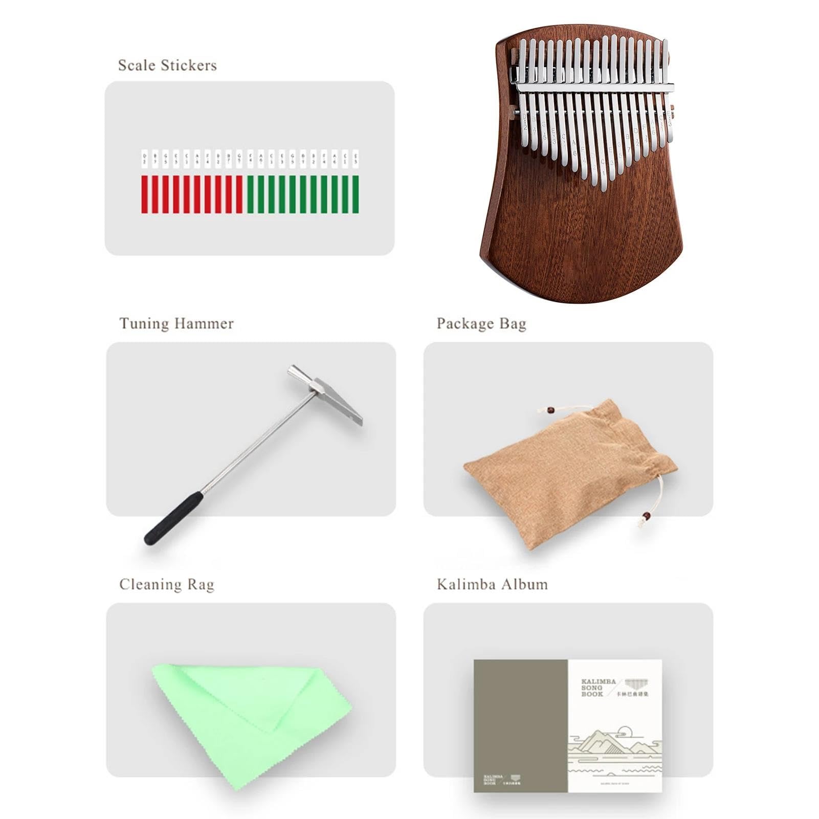 Kalimba Fortepian 17 Klucz Kciuk Fortepian Kalimba Drewno Kamforowe C Tone Z Torbą Książka Muzyczna Naklejki W Skali Młotek Tuningowy Sapele/drewno Klonowe(Maple)