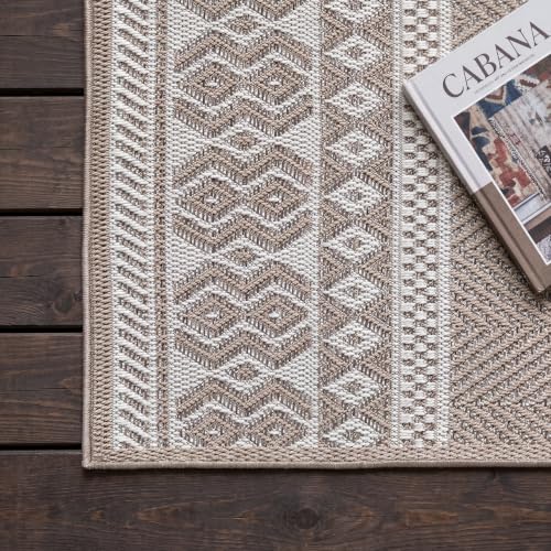 Tapis beige motif ethnique boho moderne résistant à l'eau - 7