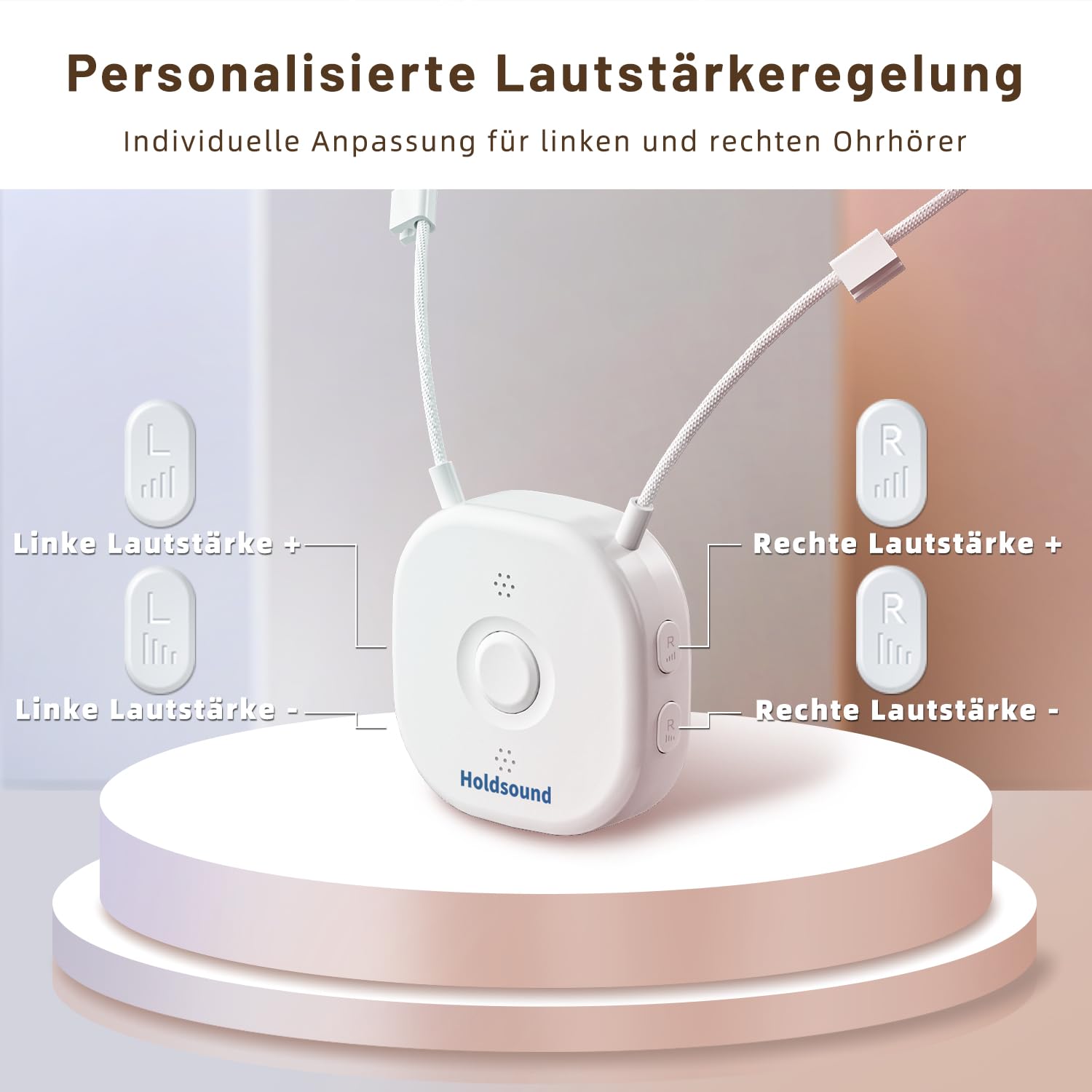 Holdsound Funkkopfhörer Kabellos für TV, Kopfhörer für Fernseher mit USB-Sender, Einfache Einrichtung für Senioren, Keine Verzögerung, 30 Meter Reichweite, 15 Std (Milchweiß)