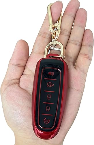 Miniatura 9 de Funda para llavero Ford con control remoto sin llave, con llavero para Ford C-Max Edge Escape Expedition Explorer Flex Focus Taurus Lincoln MKS MKT