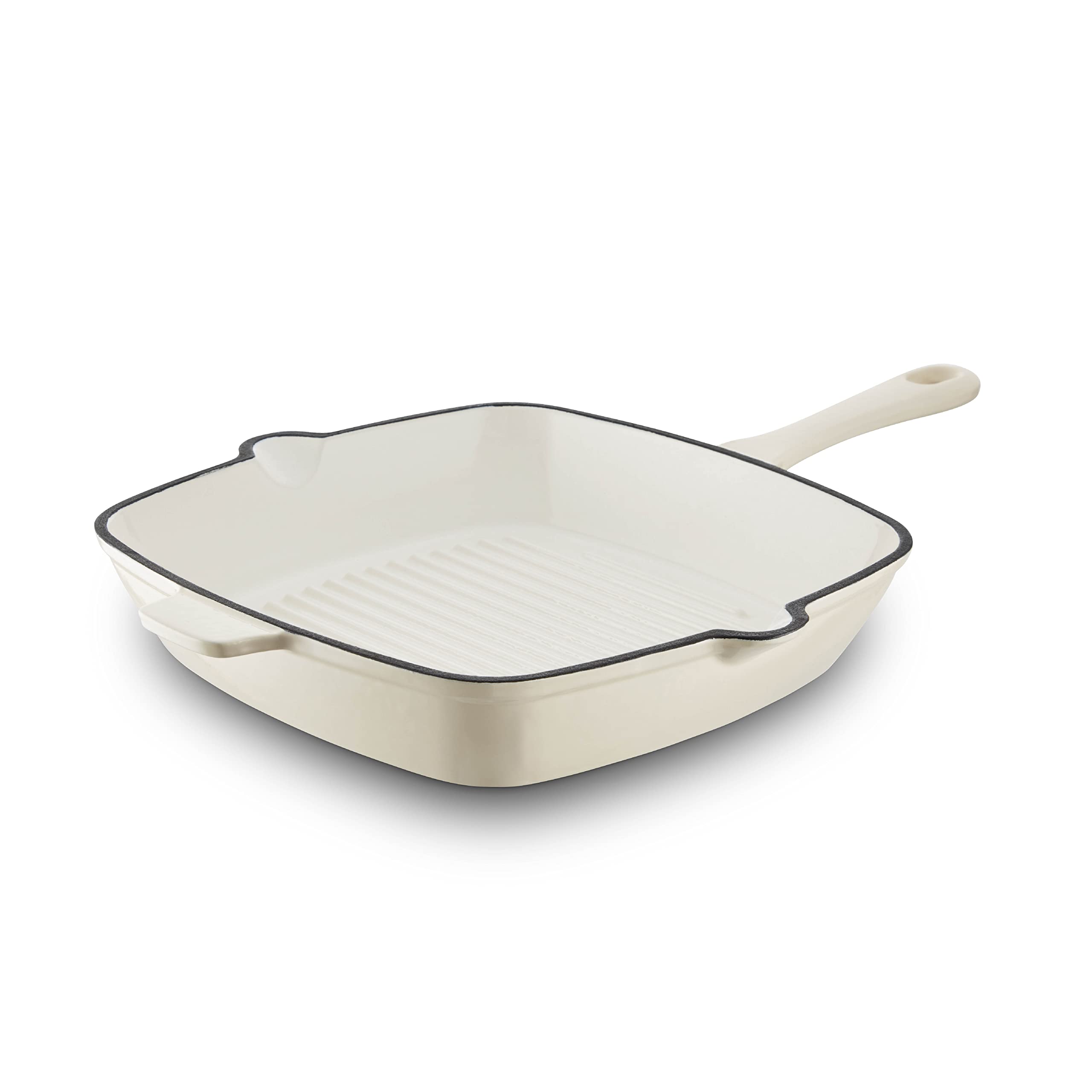 Barbary & Oak Camembert Cream Bo800256crm Cast Iron Grill Pan With Durable Enamel Interior, 26Cm,