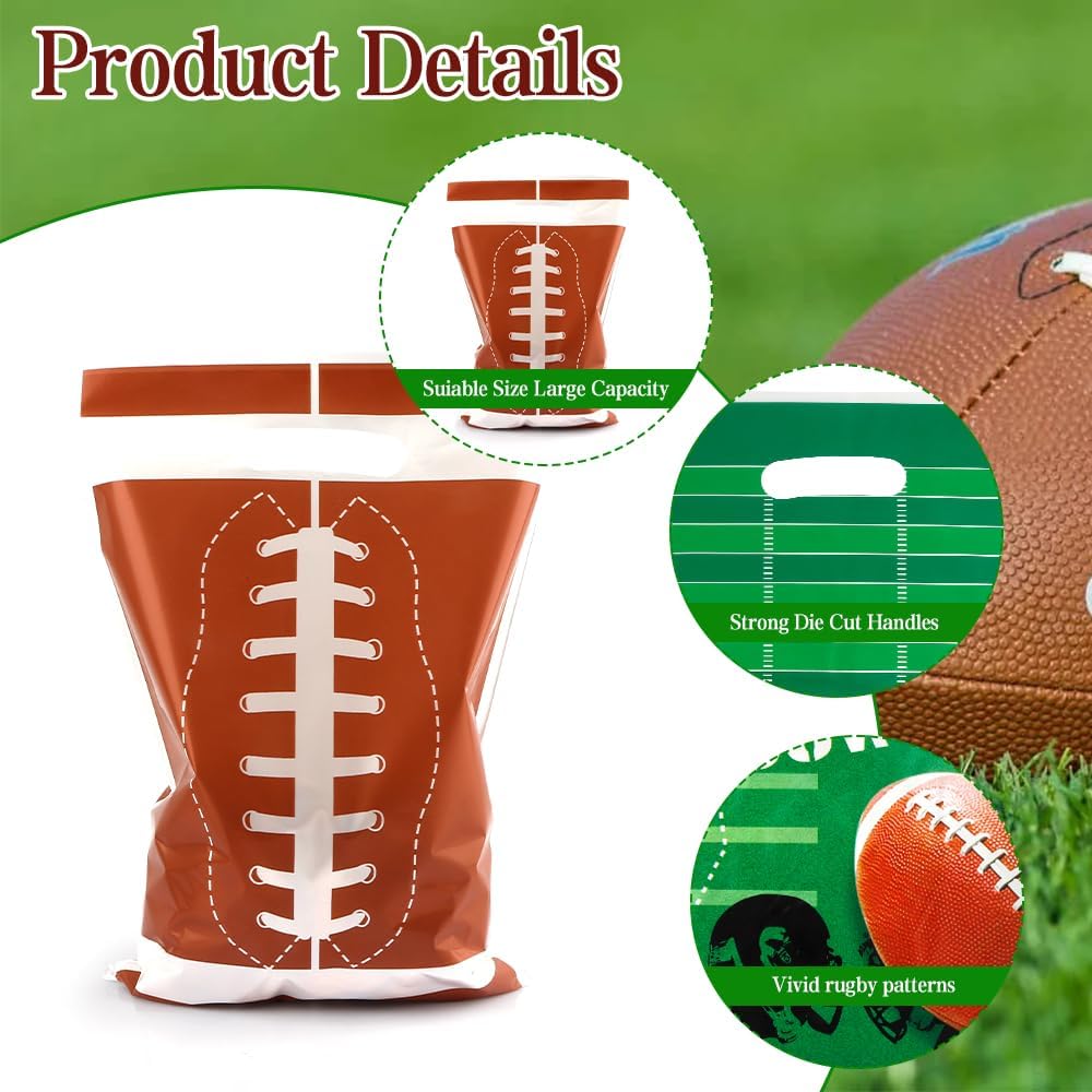 Football Goodie Bags, Football Party Bags, 100 PCS Football Treat Bags, Football Birthday Party Favors for Kids Rugby Sports Theme Candy Bags Gift Bags Game Day Events Supplies Football Party Decorations - Image 6
