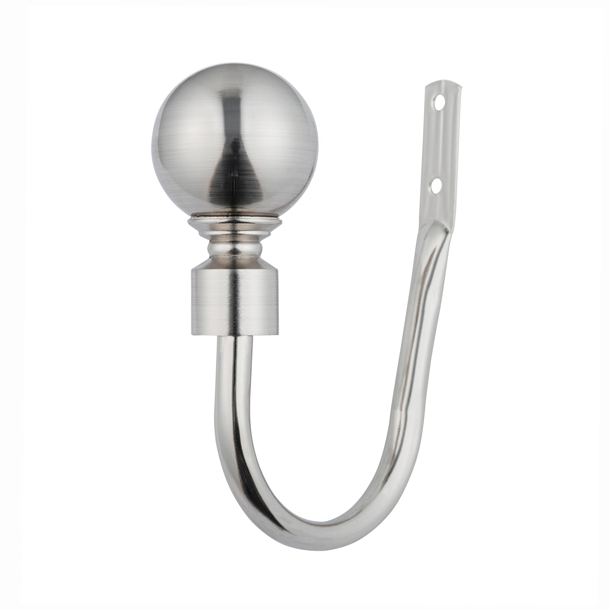 A.unique Home Pair Of Plain Round Ball Metal Holdbacks With FittingsBrushed Steel from B&Q