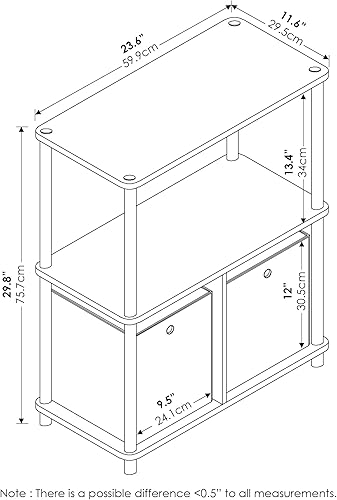 Miniatura 6 de Furinno Go Green Estante de almacenamiento multiusos de 3 niveles y 2 cubos (juego de 2), haya Haya/Blanco/Marfil,Cereza oscuro/ Negro,Cereza