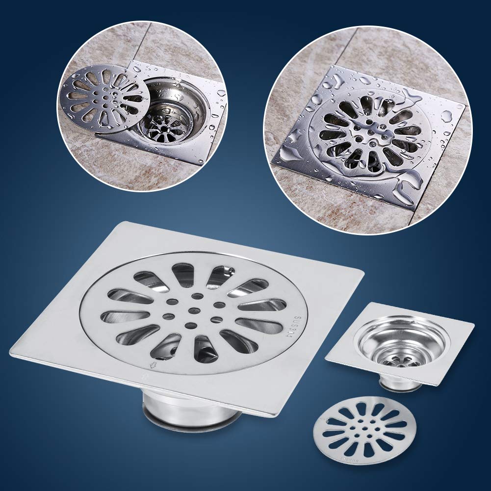 Douche afvoerplug 4 stuks siliconen vloerafvoer pad set grijs bad afvoer deksel douche haarvanger (kleur: grijs x 5 stuks, maat: 15 x 0,2 cm x 4 stuks
