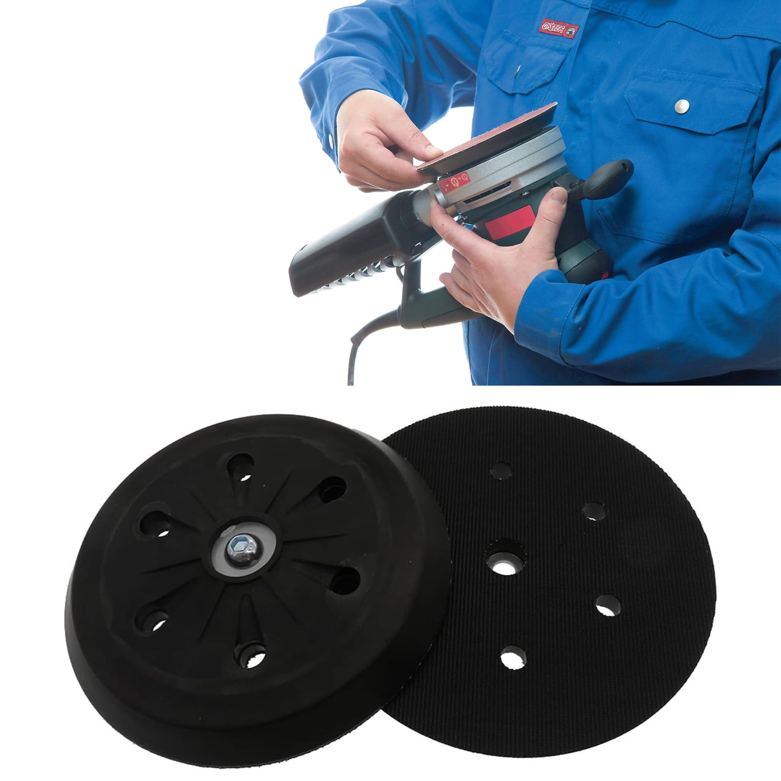 Raheem Patin arrière pour Metabo SXE 450 631158000 - Crochet et boucle - 150 mm - 6 trous - Compatible avec DeWalt D26410