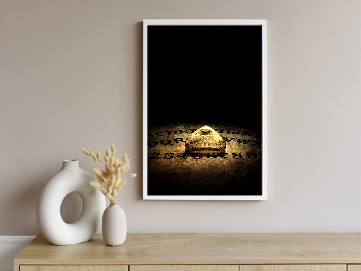 Xtreme Skins Designs Print White Wood Floater Framed Canvas Wall Art Decoration Poster (10x14 Inch) - Ouija