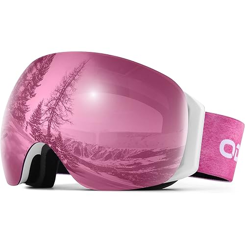 Odoland Detachable Magnetic Snow Ski Goggles, UV400 Anti-Fog Windproof Eyewear Lens for Men Women youth Snowboarding Skiing