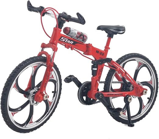 Ailejia Finger Racing Bicycle Mountain Bike Cake Topper Mini Dirt Bike Bicycle Model Cool Boy Toy (Red)