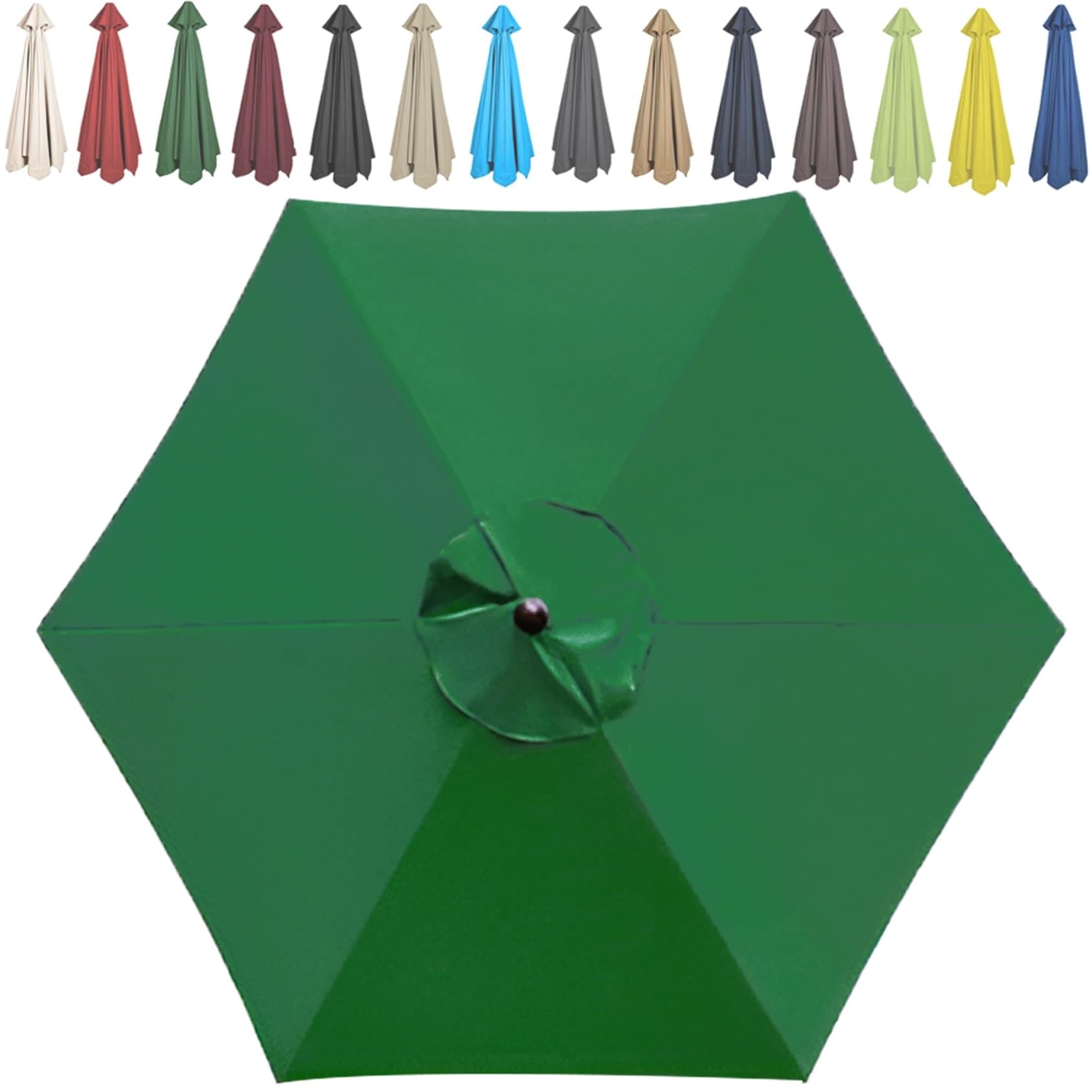 Parasol Umbrella Replacement Canopy Cover - 200cm/270cm/300cm (6.5'/8.8'/9.8') - Umbrella Replacement Canopy For 6 Arms/8 Arms Sun Umbrella Replacement Cloth(Color:Dark Green,Size:270cm(8.8ft)-8 ribs)