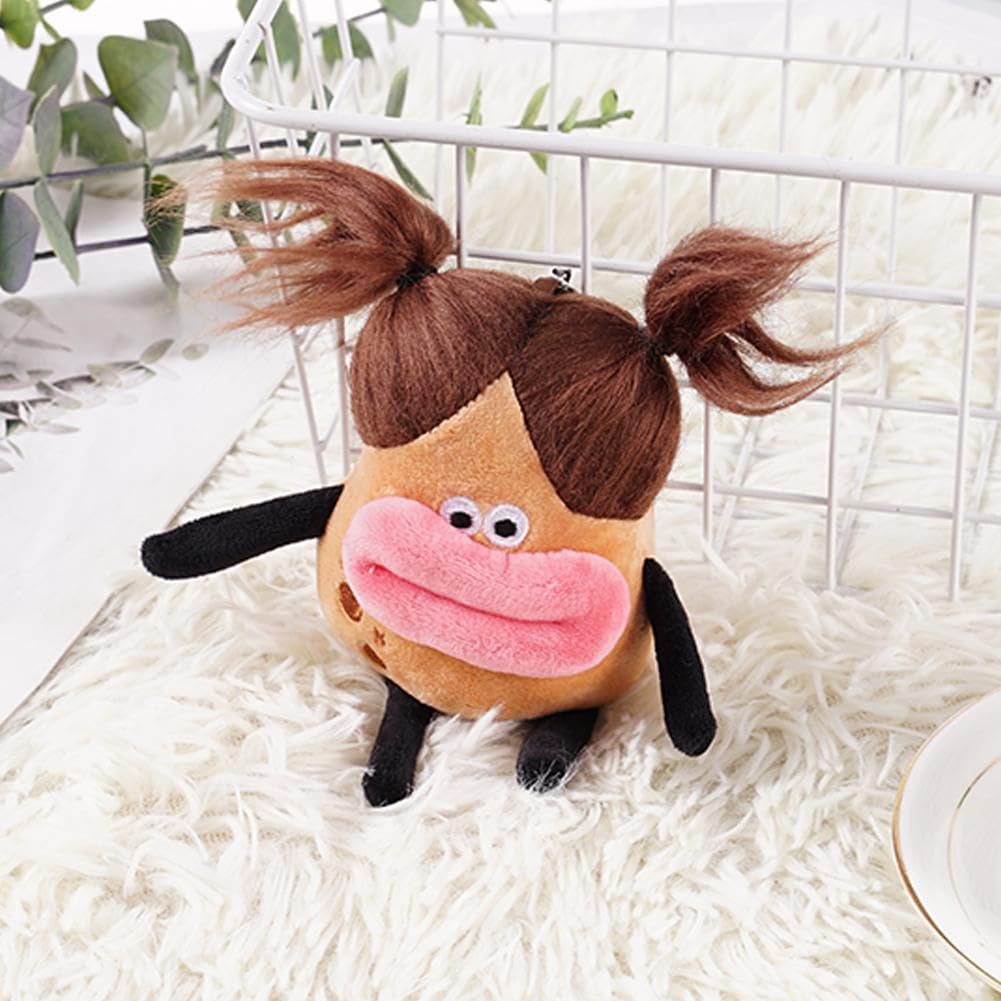 Amazon.co.jp: DWNYWS 面白いポテト人形 キーホルダー 髪を揚げた