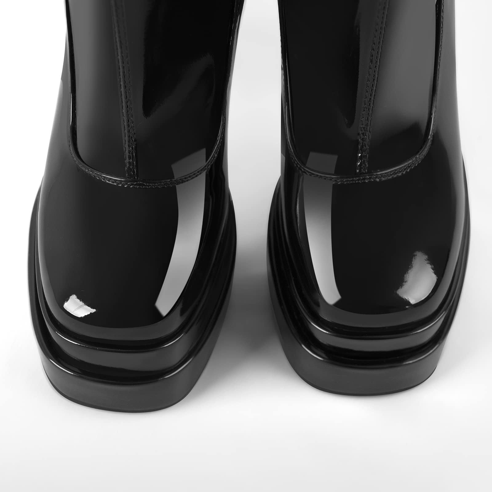 Only maker Overknee Stiefel Stretch Boots für Damen mit Gestapeltem Plateau Blockabsatz Reißverschluss