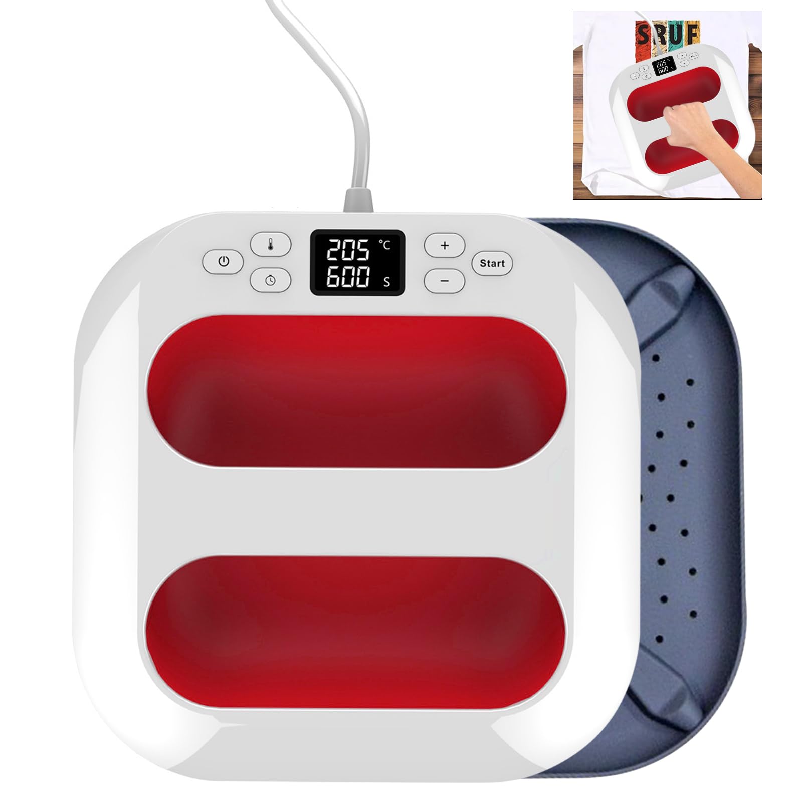 Pressa a Caldo, Pressa a Caldo per Magliette 2 in 1, Mini Pressa a Caldo(9" x 9"), Termopressa, Stampante per Tessuti, Stampante per Magliette/Cappelli/Borse/Cotone/Poliestere
