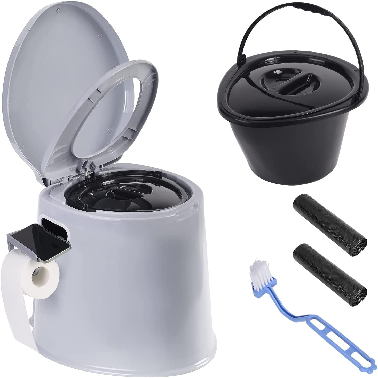 RELAX4LIFE Toilette Portatile Per Interni Ed Esterni Per Canottaggio Wc Da Campeggio Per Auto E Viaggio Wc Portatile Con Busta Di Plastica Capacit Di 5 Kg Carico Di 200 Kg Grigio 64263472 - Foto 11