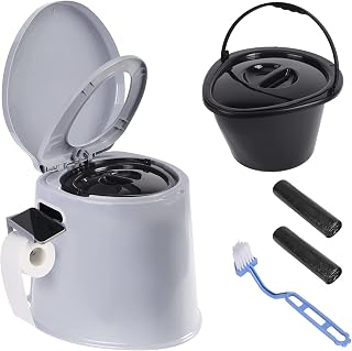 MaMahome Portable Toilet Camping Toilet, Upgraded Travel Toilet, with Detachable Inner Bucket and Detachable Toilet Paper Holder, Detachable Toilet Paper Holder (Gray), Large, (D-1PC-Grey)