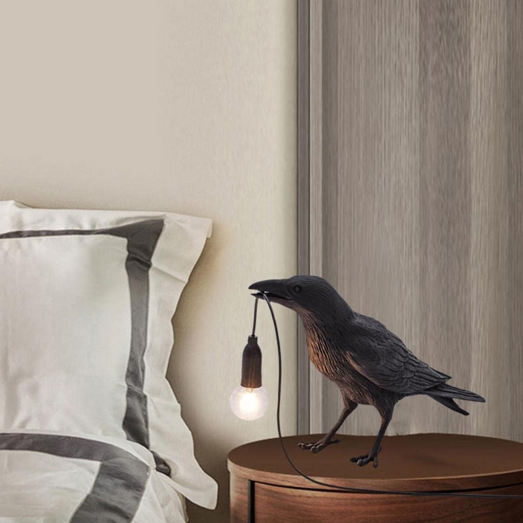 Crow Desk Lamp,Decorative Raven Bird Table Lamp, Black Resin Design Table Light with LED Bulb,Table Lamps Bedside Decor for Living Room - Image 2