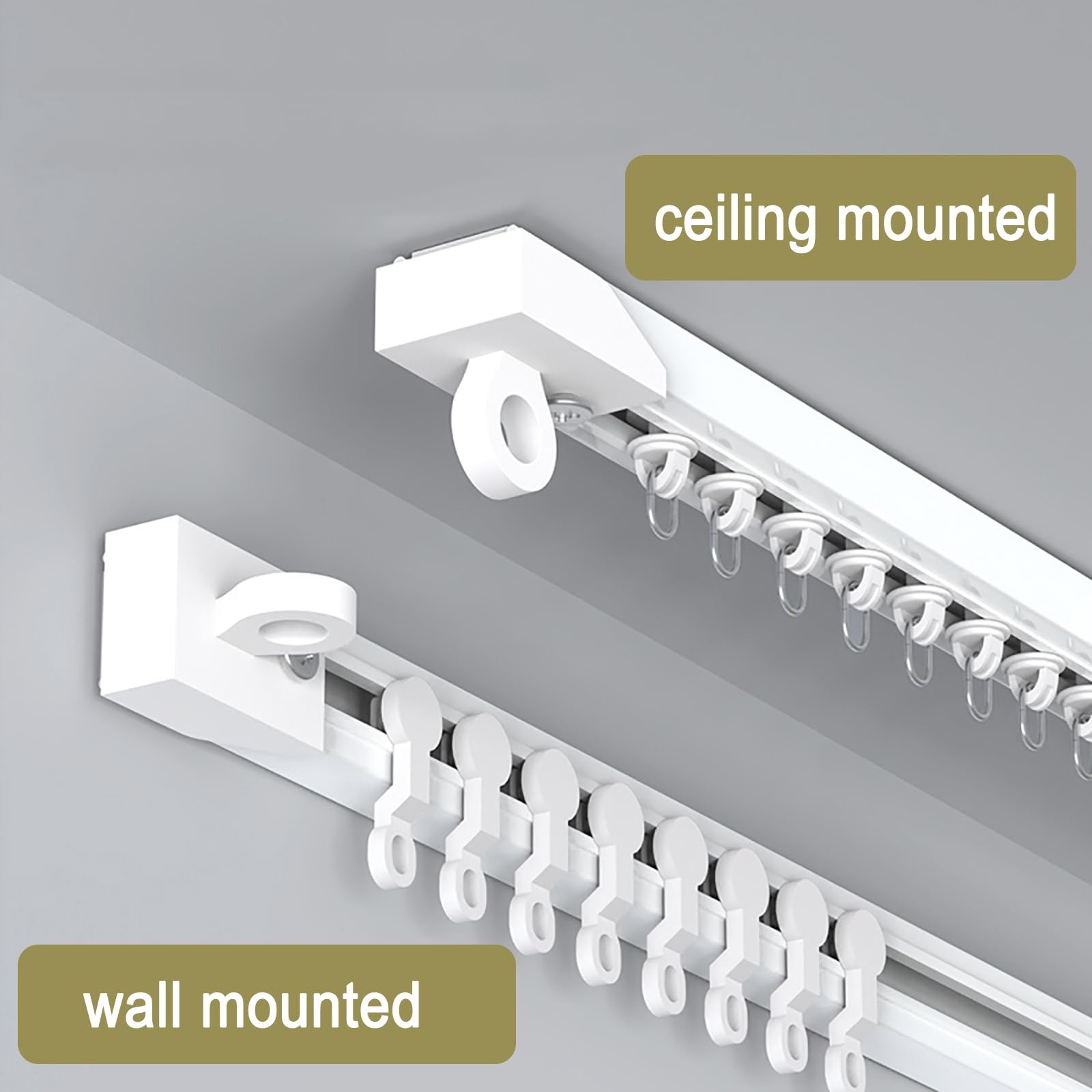 Rail de rideau autocollant sans perçage - Séparateur de pièce - 480 cm - Facile à installer pour plafonds et murs lisses - Système polyvalent de tringle à rideaux