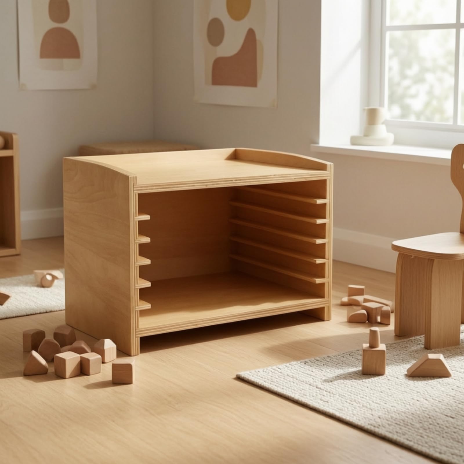 predolo Mobile Educativo in Legno Scaffale con Fessure Aperto Libreria Montessoriana per Maestre, Cameretta