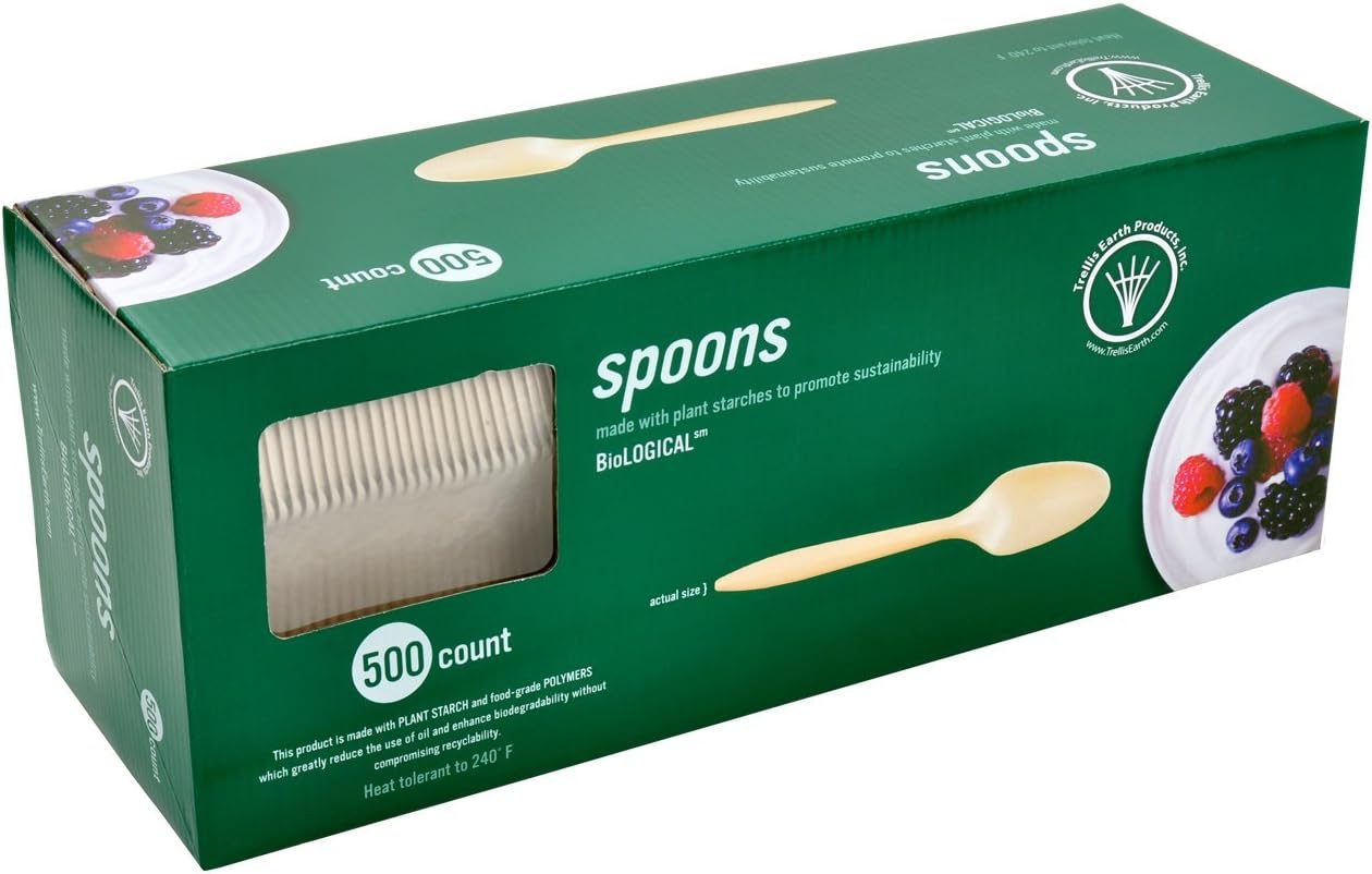 Trellis Earth WFS-66 BioPlastic Spoon, 5.8" Length (6 Packs of 500)