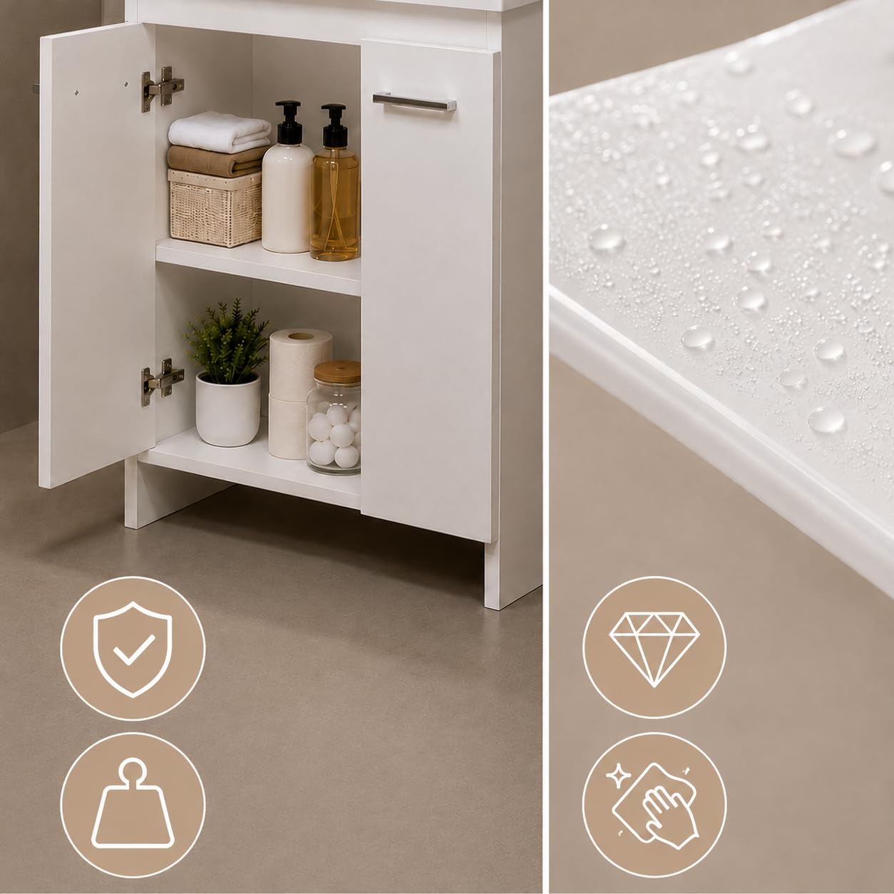 Meuble Sous Vasque Blanc avec Lavabo 60 x 87 x 46 cm - Salle de Bain