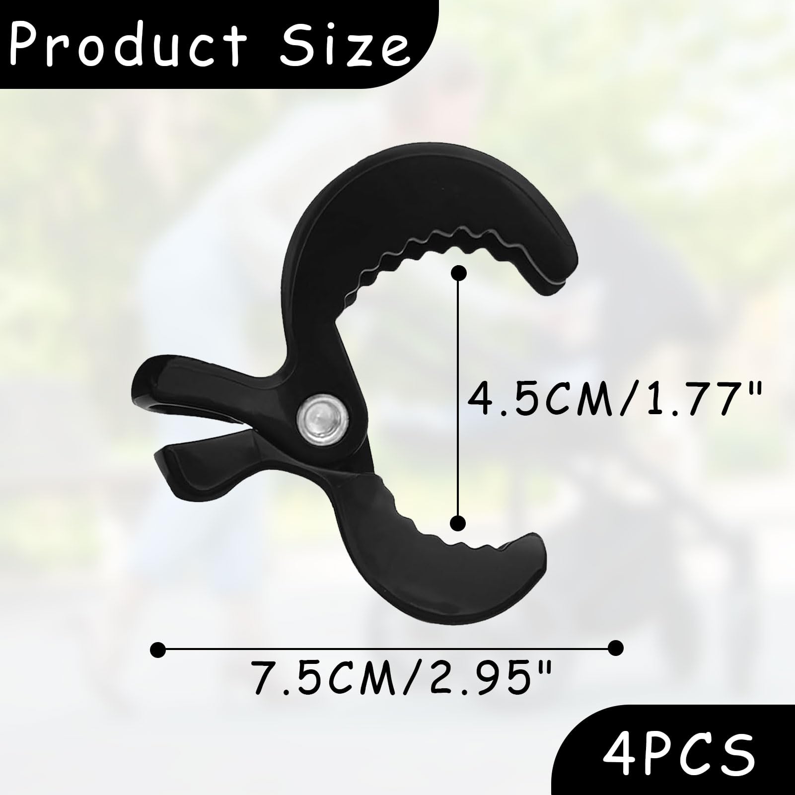4 mollette per passeggino, clip per passeggino, clip universali, clip per il fissaggio di giocattoli, per passeggini, sedie a sdraio, sedie a rotelle (nero)